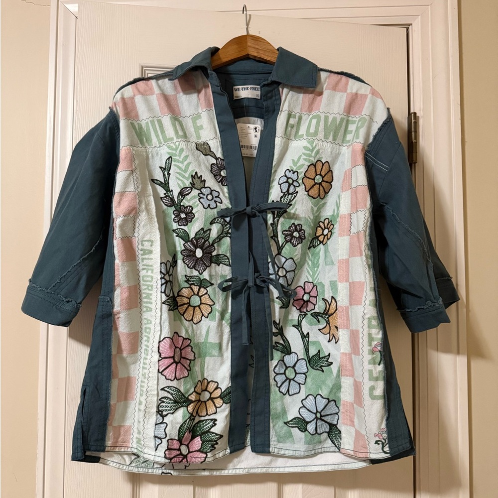 Free People We The Free Pressed In Flowers Kimono. Size XS - Picture 7 of 8